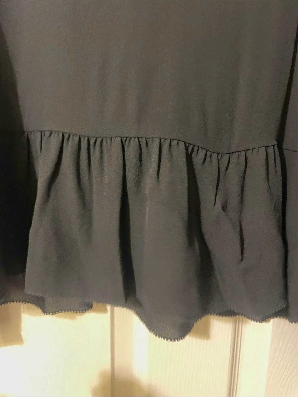 Tory Burch Black Peplum Blouse with Beaded Trim